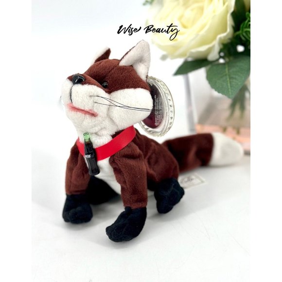 Vintage Coca-Cola I999 Germany FANNIE The Fox Plush Stuffed Animal Beanie NWT - Picture 1 of 9